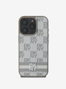 DKNY DKNY PU bőrből készült kockás mintás és csíkos hátlapi borító iPhone 16 Pro Max készülékhez Bézs színű