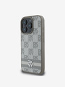 DKNY DKNY PU bőrből készült kockás mintás és csíkos hátlapi borító iPhone 16 Pro Max készülékhez Bézs színű