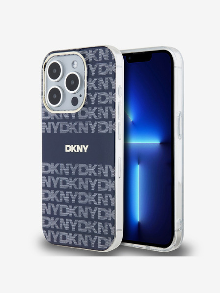 DKNY PC/TPU ismétlődő mintás tonális csíkos Magsafe hátlap iPhone 13 Pro készülékhez Kék DKNY