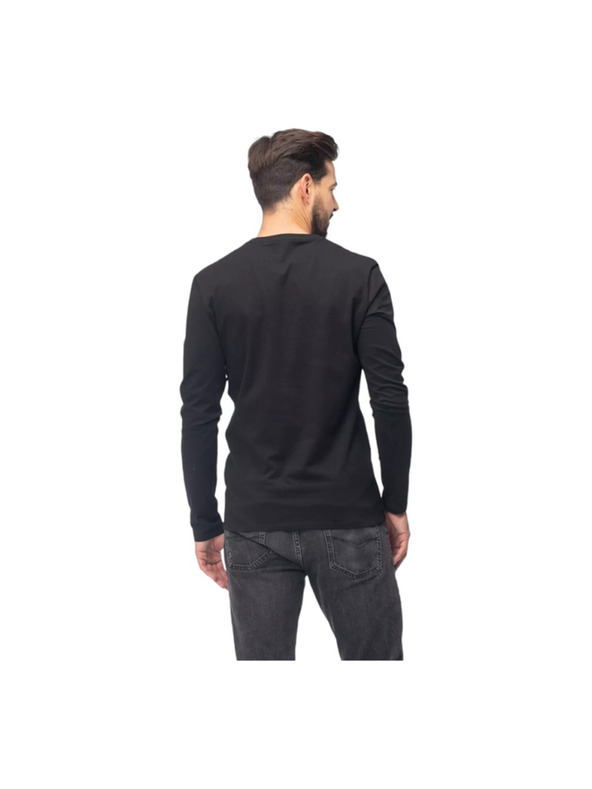 Guess Jeans Férfi fekete hosszú ujjú V-nyakú póló Guess Jeans