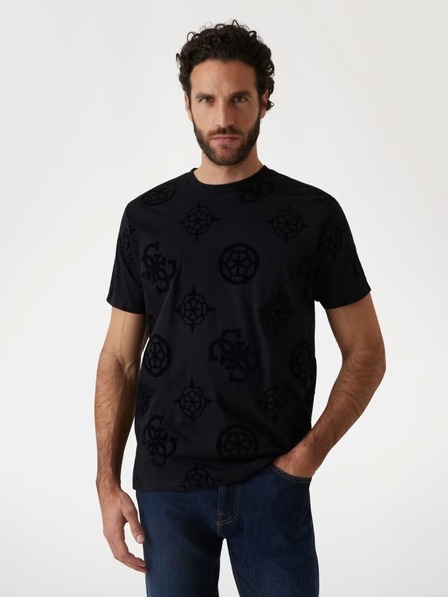 Guess Jeans Férfi fekete póló bazsarózsás nyomattal Guess Jeans