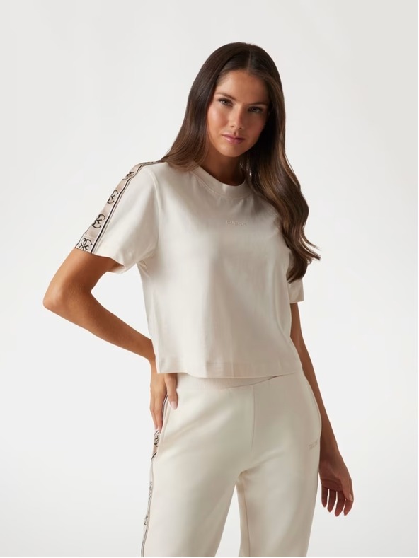 Guess Jeans Guess jeans fehér póló vállra nyomott logóval