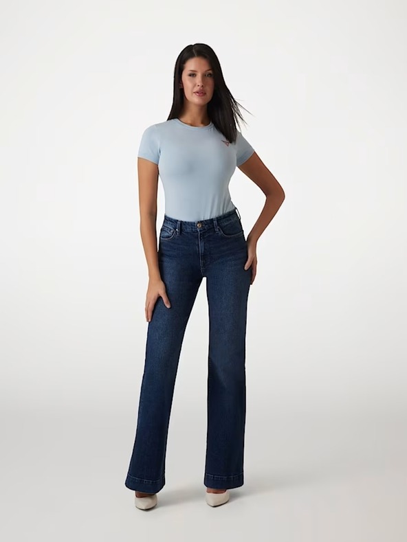 Guess Jeans Guess jeans fehér rugalmas póló háromszög logóval