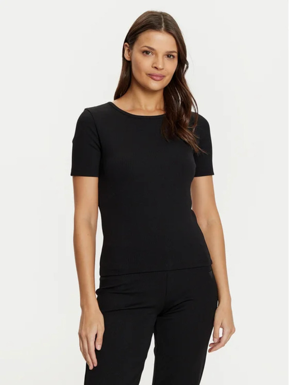 Guess Jeans Guess jeans fekete bordázott póló kclh0