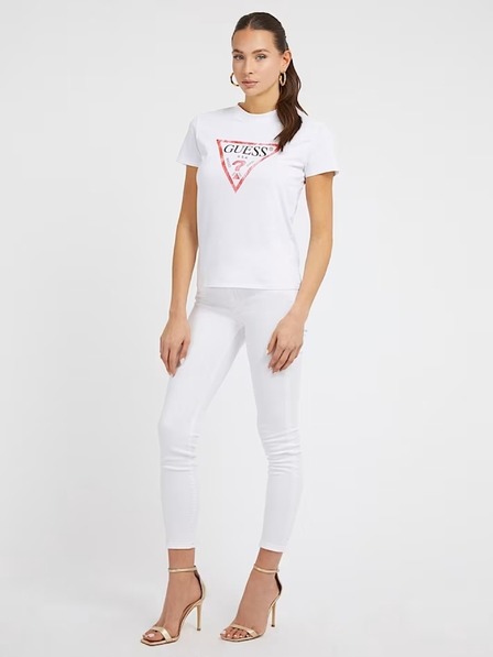Guess Jeans Guess jeans fehér póló nagy háromszög logóval G011