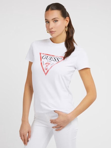 Guess Jeans Guess jeans fehér póló nagy háromszög logóval G011