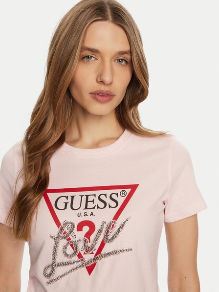 Guess Jeans Guess jeans világos rózsaszín Love póló