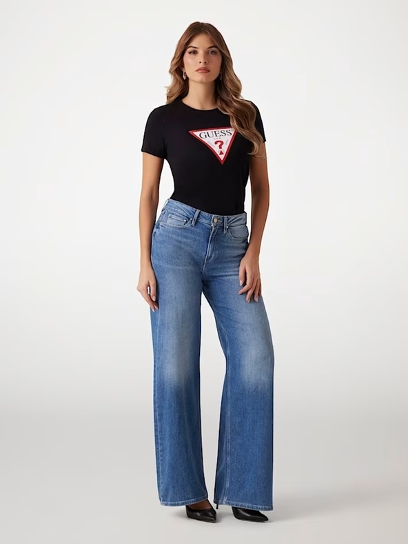 Guess Jeans Fekete nagy háromszög logós jblk Guess farmer női póló