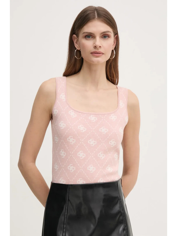 Guess Jeans Rózsaszín teljes felületű 4G nyomatú Guess farmer női top