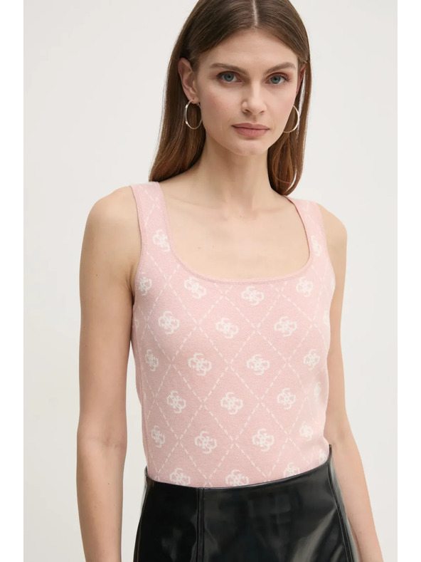 Guess Jeans Rózsaszín teljes felületű 4G nyomatú Guess farmer női top