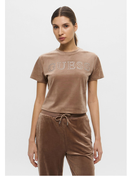 Guess Jeans Barna Velvet logós Guess farmer női póló