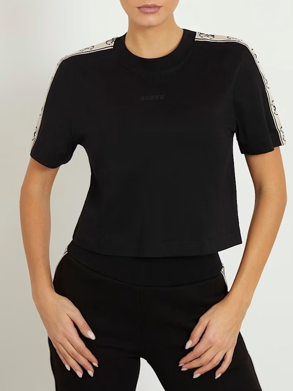 Guess Jeans Fekete vállon logós Guess farmer női póló