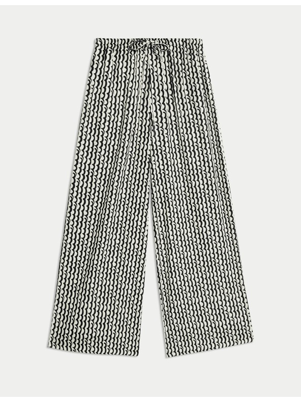 Marks & Spencer Geometriai mintás széles szárú nadrágszoknya Marks & Spencer fekete