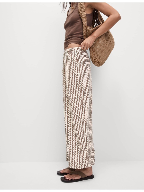 Marks & Spencer Geometriai mintás széles szárú nadrágszoknya Marks & Spencer barna
