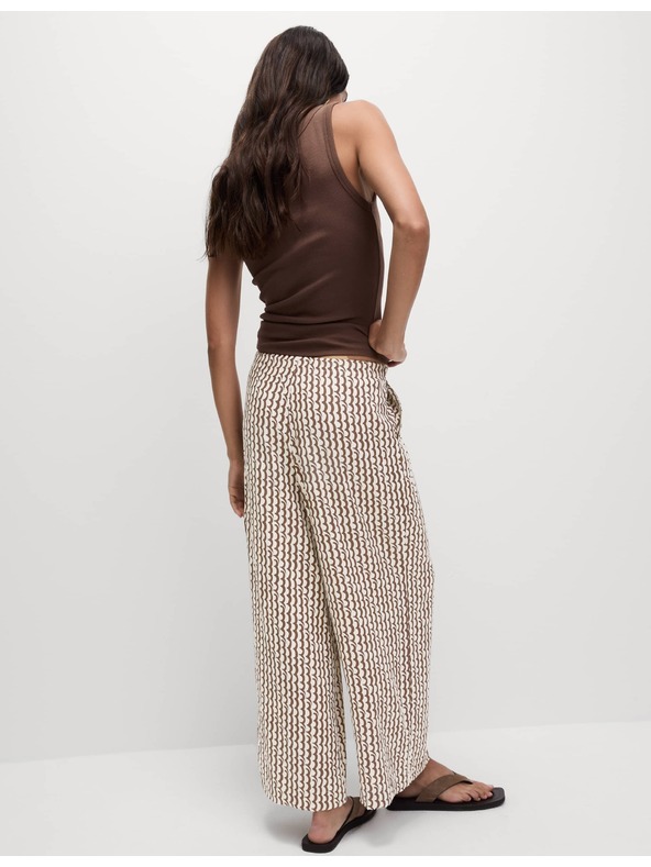 Marks & Spencer Geometriai mintás széles szárú nadrágszoknya Marks & Spencer barna