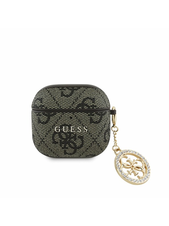Guess Guess 4G Script PC/PU Charm tok AirPods 4 készülékhez, barna