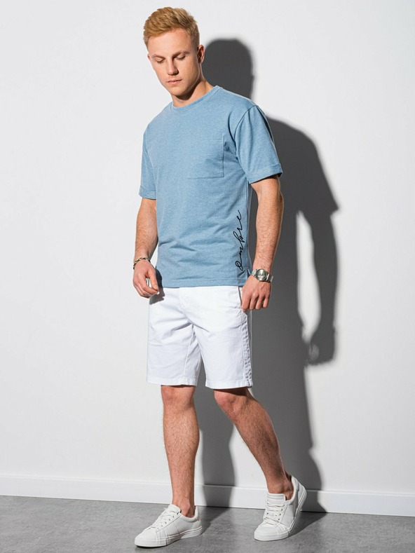 Ombre Clothing Kék férfi póló zsebbel Ombre Clothing S1371