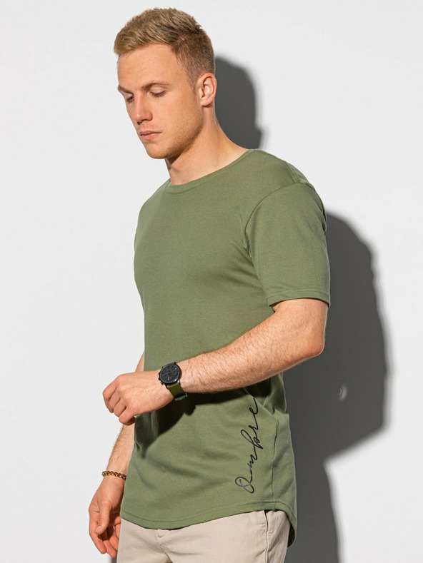 Ombre Clothing Sötétzöld férfi póló Ombre Clothing S1387 felirattal