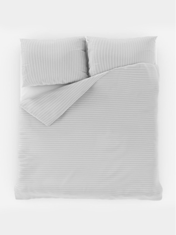 Kvalitex Szatén ágynemű csíkos 140x200, 70x90cm FEHÉR