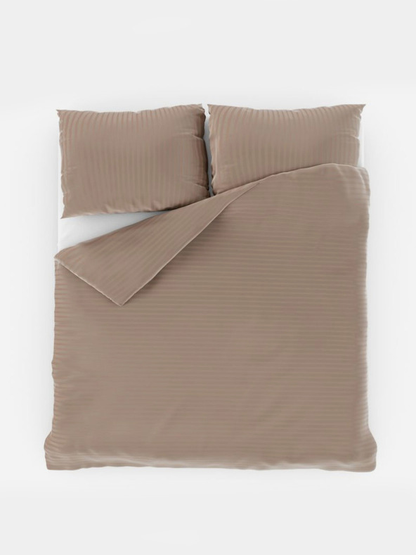 Kvalitex Szatén csíkos ágynemű 140x200, 70x90cm bézs Kvalitex