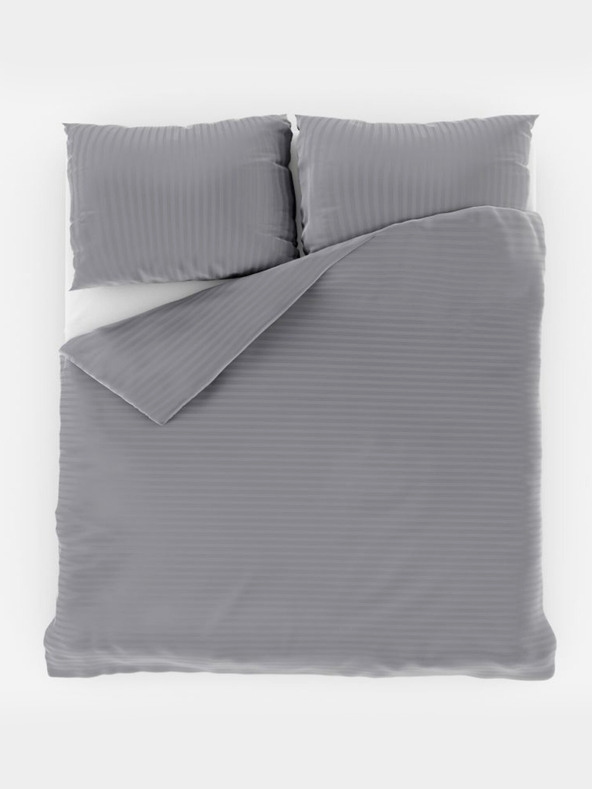 Kvalitex Francia szatén ágyneműhuzat csíkos mintával 1+2, 220x200, 70x90cm VILÁGOSSZÜRKE