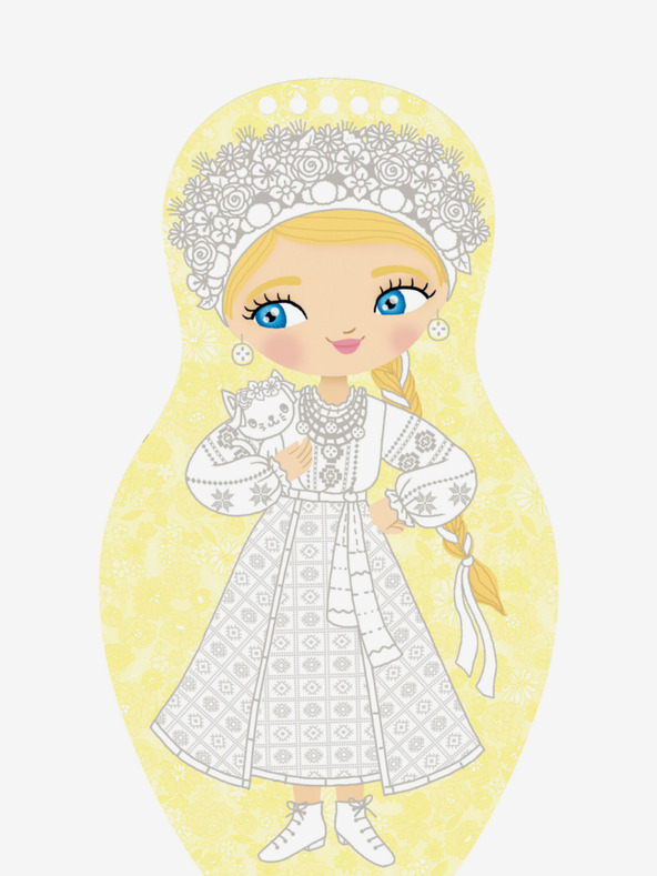 ELLA & MAX Öltöztesd fel az ukrán ALINA babákat - Színező oldal