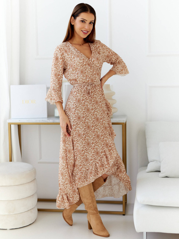 Edoti Edoti bézs női virágos ruha