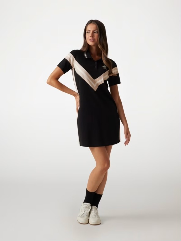 Guess Jeans Guess jeans fekete mini ruha polo stílusban - női