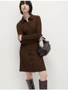 Marks & Spencer Texturált hüvelyes miniruha gallérral és teljes hosszában gombos záródással Marks & Spencer barna