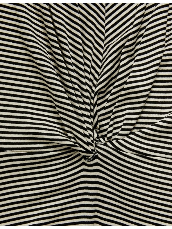 Marks & Spencer Kerek nyakkivágású mezből készült midi ujjas ruha elöl átlós Marks & Spencer fekete