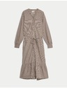 Marks & Spencer Kockás midi ruha elülső gombokkal, magas modal tartalommal Marks & Spencer - barna