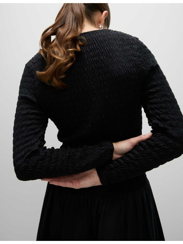 Marks & Spencer Marks & Spencer tiszta pamut midi ruha ejtett derékkal, fekete színű