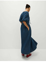 Marks & Spencer Farmer midi ruha V-nyakkivágással, megkötővel és kiemelt derékkal Marks & Spencer - tengerkék