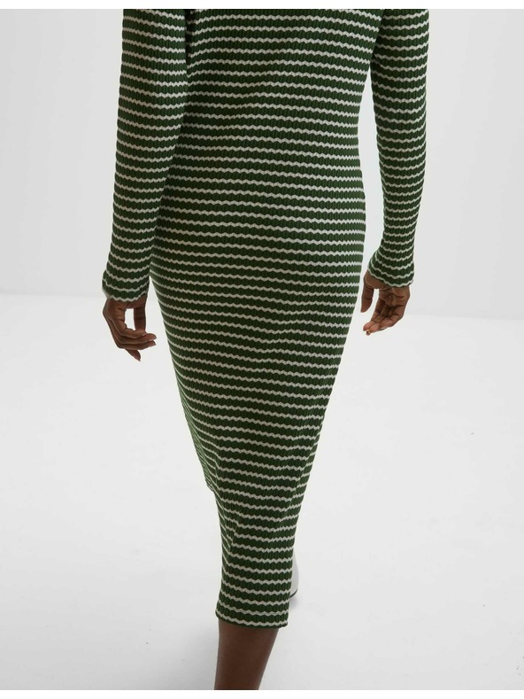 Marks & Spencer Marks & Spencer csíkos körbe vágott midi ruha pamut keverékből, zöld