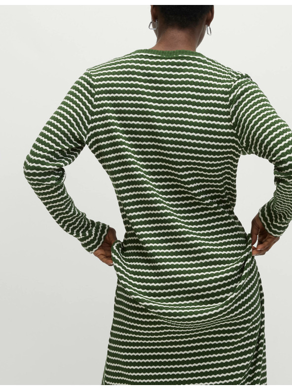Marks & Spencer Marks & Spencer csíkos körbe vágott midi ruha pamut keverékből, zöld