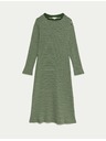 Marks & Spencer Marks & Spencer csíkos körbe vágott midi ruha pamut keverékből, zöld