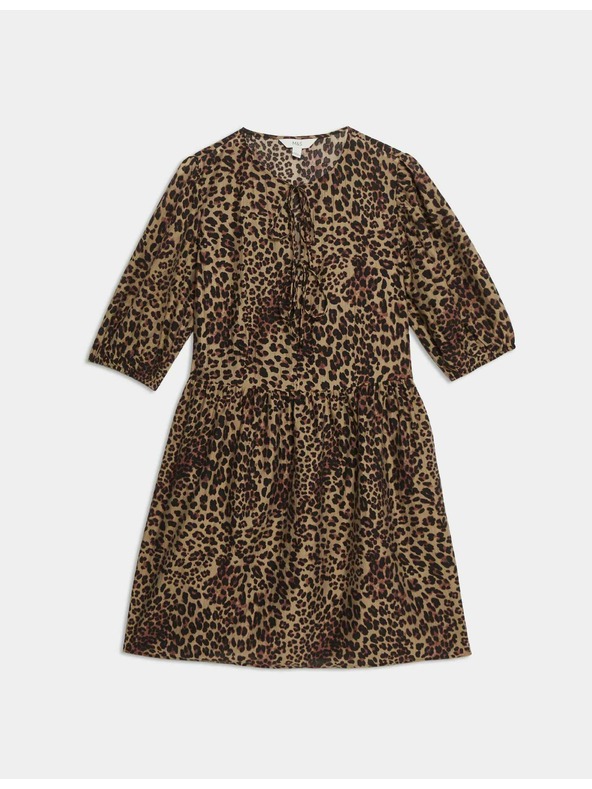Marks & Spencer Mini ruha kiemelt derékkal és leopárd mintával, magas lyocell tartalommal Marks & Spencer - barna