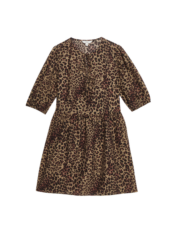 Marks & Spencer Mini ruha kiemelt derékkal és leopárd mintával, magas lyocell tartalommal Marks & Spencer - barna