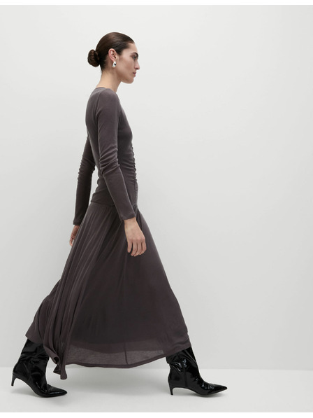 Marks & Spencer Marks & Spencer szürke mezből készült, hálós, oszlopos szabású midi ruha fodros fodrokkal