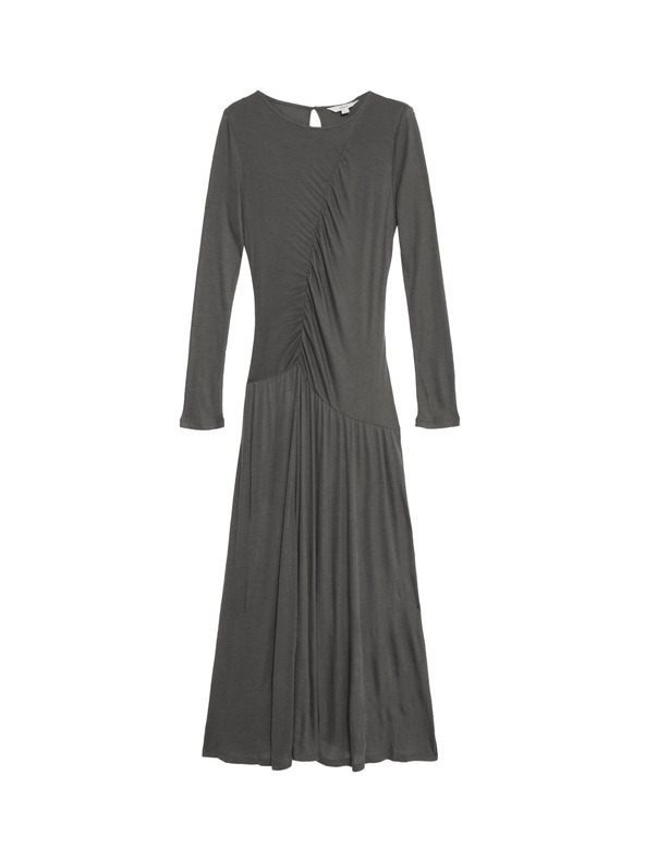 Marks & Spencer Marks & Spencer szürke mezből készült, hálós, oszlopos szabású midi ruha fodros fodrokkal