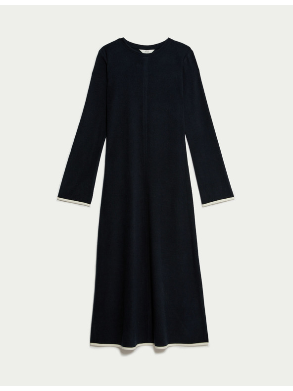 Marks & Spencer Marks & Spencer jersey midi ruha kerek nyakkivágással, tengerészkék színű