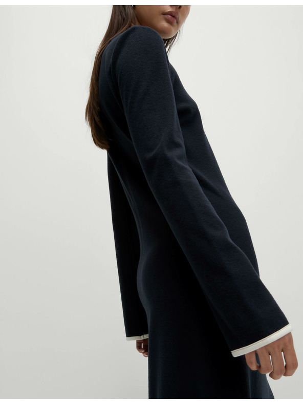 Marks & Spencer Marks & Spencer jersey midi ruha kerek nyakkivágással, tengerészkék színű