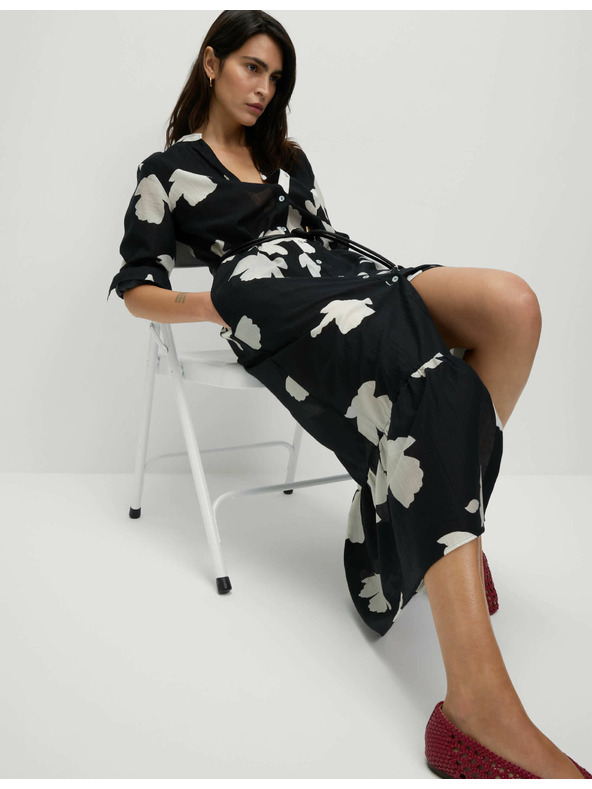 Marks & Spencer Bő midi ruha mintával, magas lyocell tartalommal Marks & Spencer - tengerkék