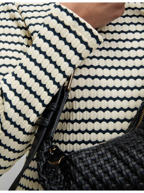 Marks & Spencer Csíkos, pamutkeverékből készült midi ruha Marks & Spencer krém színben