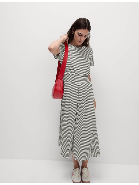 Marks & Spencer Csíkos ráncolt midi ruha 100% pamutból Marks & Spencer - tengerkék