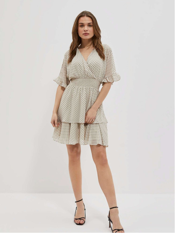 Moodo Fekete és bézs női pöttyös ruha Moodo