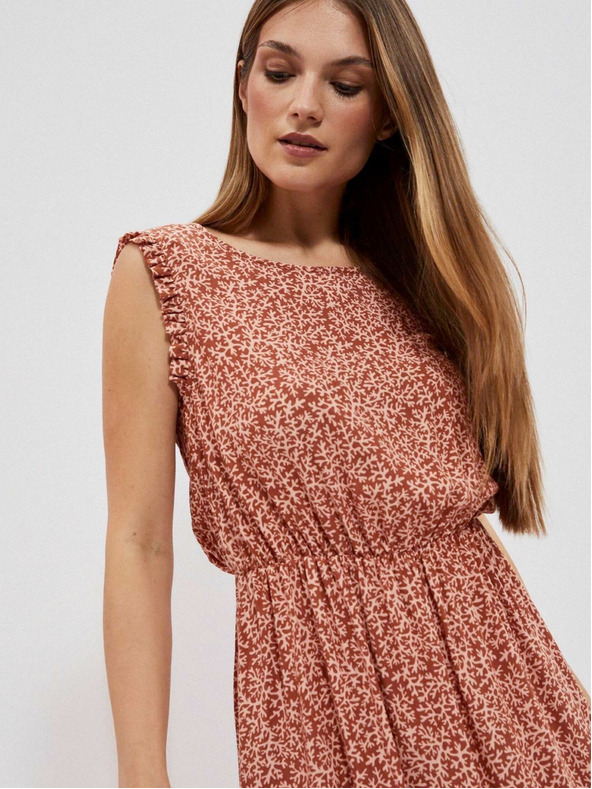 Moodo Bézs és barna női mintás ruha Moodo