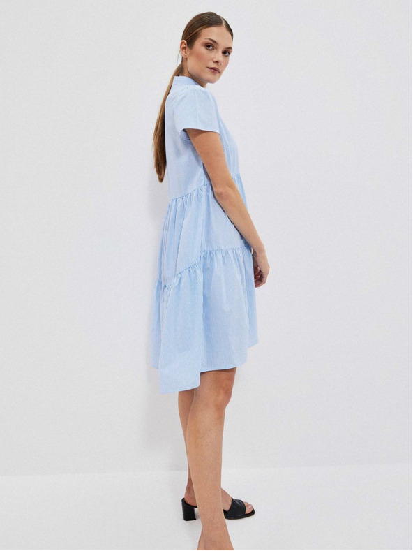 Moodo Moodo fehér és kék női csíkos pólóruha