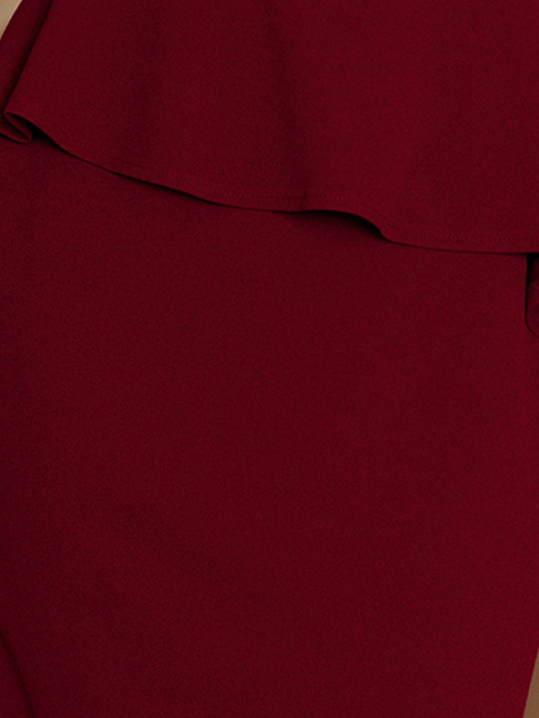 numoco Elegáns midi ruha fodrokkal - bordó Numoco Numoco