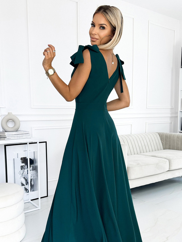 numoco Hosszú ruha szívecskés nyakkivágással és vállfűzővel - zöld Numoco ELENA